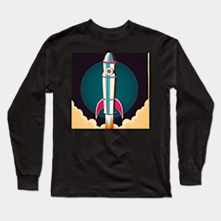 Retro futuristic rocket Long Sleeve T-Shirt